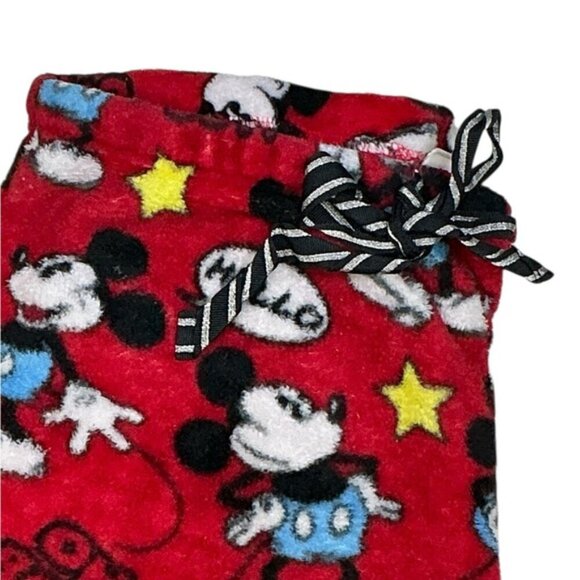 Disney Mickey Mouse Pajama Bottom Sleep Pant Plush Fleece Drawstring Red Women M - Picture 10 of 16